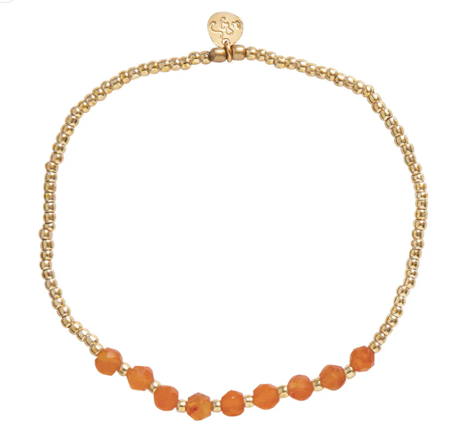 Bracelet "Proud Cornelian" doré - pierre de cornaline