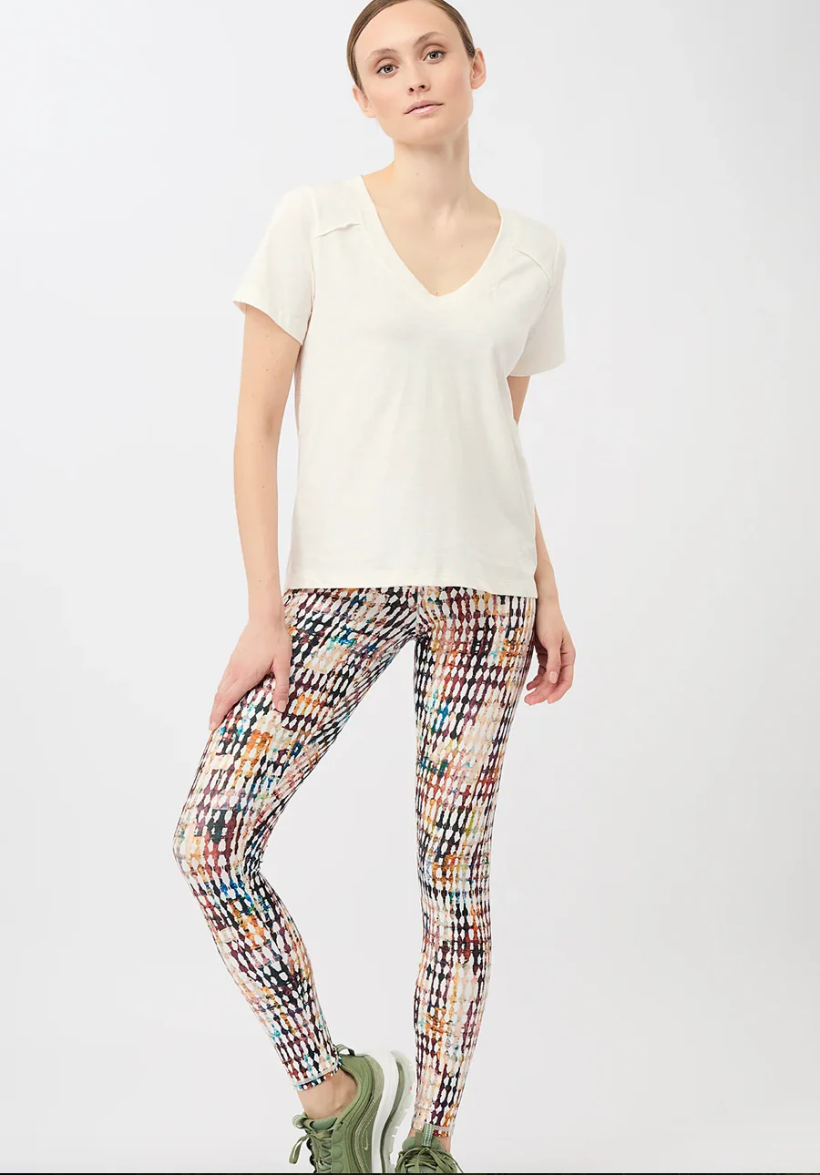 V Neck T-Shirt - White - Mandala – Image 3