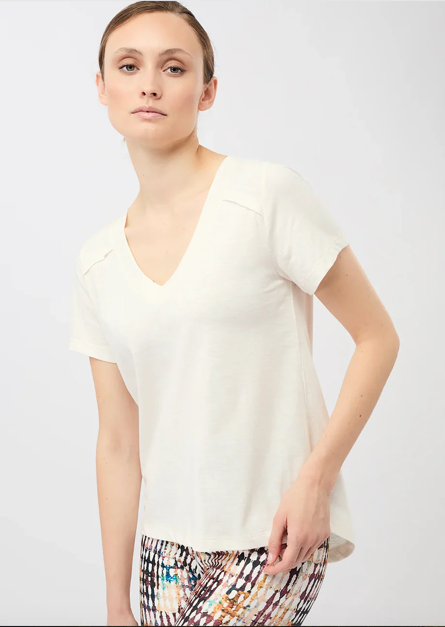 V Neck T-Shirt - White - Mandala